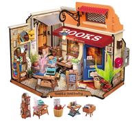 Robotime Rolife Libreria ad angolo Kit casa in miniatura fai-da-te Costruisci mini kit di costruzione casa con luci a LED Regali artigianali per bambini Ragazza