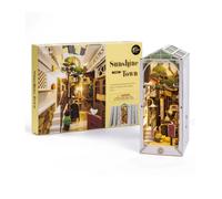 Robotime Rolife Puzzle in legno Sunshine Town DIY Dollhouse Book Nook con luce a LED per inserto per libreria Decor - TGB02