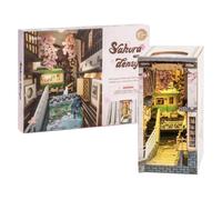 Robotime Rolife Sakura spessya Book Nook Kit modello di fermalibri per casa delle bambole fai-da-te con luce a LED Puzzle in legno per libreria Decor - TGB01