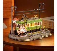 Robotime Sakura Journey Tram Puzzle in legno 3D Kit modello di auto Set di costruzione Regalo creativo STEM Toy per ragazze Ragazzi 223 pezzi