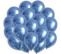 ROB'S BALLOONS 50 palloncini cromati, 30 cm, lattice lucido, misto, biodegradabili e adatti all'elio, colore: blu