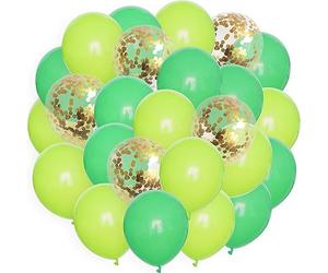 ROB'S BALLOONS Set di 25 palloncini - Gr n & Gold coriandoli | 30 cm | lattice | adatto all'elio
