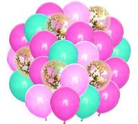ROB'S BALLOONS Set di 25 palloncini - rosa, rosa e coriandoli T rkis & oro | 30 cm | lattice | adatto all'elio