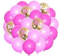ROB'S BALLOONS Set di 25 palloncini - rosa, rosa e oro coriandoli | 30 cm | lattice | adatto all'elio