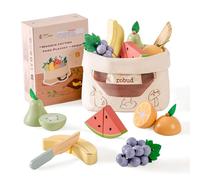 ROBUD Accessori per la cucina dei bambini in legno per giocattoli, alimenti per giochi di ruolo, cucine da gioco con custodia, regali per bambini a partire dai 3 anni in su, set di frutta