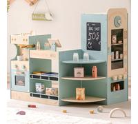 ROBUD Carica per bambini, Negozio di spesa in legno,Giocattoli per il negozio di alimentari con macchina per il caffè Banco di vendita automatico, grande giocattolo di ruolo,3+