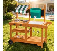 ROBUD Cucina esterna del fango di legno dei bambini con le ruote, WG430