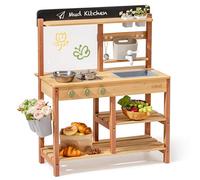 ROBUD Cucina Matsch in legno - Cucina giochi all'aperto con accessori & lavagna - giocattolo per bambini dai 3 anni in su