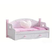 ROBUD Divano letto a castello in legno all-in-one con materasso, trapunte e cuscini, mobili per bambole da 45,7 cm con dettagli realistici per far finta di giocare, adatto a bambole fino a 50,8 cm