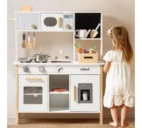 ROBUD Giocattolo da cucina in legno per bambini Fai finta di piantare Set da gioco da cucina con produttore di ghiaccio e pizza Regali Giocattoli per ragazze Ragazzi dai 3 anni in su