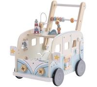 Robud Girello multifunzione in legno per bambini, con ruote e mattoncini, giocattolo primi passi con molteplici attività, da 10 mesi a 1-2 anni