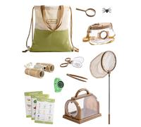ROBUD Kit da esploratore all'aperto per bambini, set da 12 pezzi per catturare gli insetti con binocolo, bussola, lente d'ingrandimento, regalo per bambini dai 3 ai 12 anni, verde