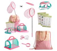 ROBUD Kit esploratore all'aperto per bambini, set avventura cattura insetti con rete a farfalla, lente d'ingrandimento, binocolo per bambini, contenitore per insetti, borsa per il trasporto
