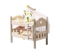 ROBUD Letto per bambole in legno, letto a castello, letto per bambole in legno, 43 cm, culla per bambole con scala e biancheria da letto, accessori per bambini, giocattoli per bambini per ragazze e