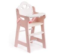 ROBUD Seggiolone per bambini, per giocare a ruolo, con cintura di sicurezza regolabile, tavolo e poggiapiedi, adatto per bambole fino a 18", giocattolo per bambini dai 3+ (rosa)