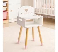 ROBUD Seggiolone per bambole, seggiolone con schienale a forma di cuore, per bambole da 45-50 cm, accessori per bambole in legno, mobili per bambole dai 3 anni in su (bianco)