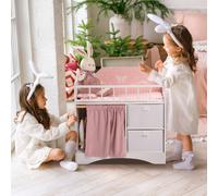 Robud Set 3 in 1 per culla e armadio per bambole | Centro multifunzionale per la cameretta dei bambini con spazio per bambole da 18 a 21 pollici | Mobili da gioco rosa e verdi per bambini dai 3 anni i