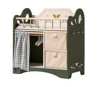 Robud Set 3 in 1 per culla e armadio per bambole | Centro multifunzionale per la cameretta dei bambini con spazio per bambole da 18 a 21 pollici | Mobili da gioco rosa e verdi per bambini dai 3 anni i