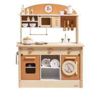 ROBUD Set da cucina per bambole in legno, set da gioco per bambini, per età 3+