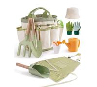 ROBUD Set da giardinaggio per bambini, kit di attrezzi da giardino per bambini da 18 pezzi con grembiule, annaffiatoio, paletta, giocattoli educativi all'aperto per bambini e bambine dai 3 anni in su