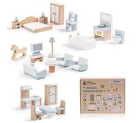 ROBUD Set di mobili per casa delle bambole in legno, 23 pezzi, accessori per casa delle bambole, giocattoli per ragazzi e ragazze, dai 3 anni in su