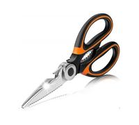Robust Stainless Steel Professional Kitchen Shears with Sharp Edges and Blade Cover for Cutting Chicken Fish Meat and More