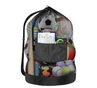 Robusta borsa da calcio, rete con coulisse e grande capacità, sportivi per il libero all'aperto, attrezzatura da calcio in tessuto, attrezzi da pallavolo da picnic scolastico, borsa
