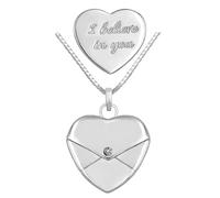 Robusta collana con ciondolo a forma di cuore apribile in acciaio inox, elegante e pratica, adatta per celebrare momenti memorabili da indossare tutti i giorni, I believe in you, come descritto, come