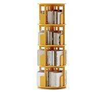 Robusta libreria girevole in legno massello, 3/4/5 ripiani, giallo, 130 x 45 cm, perfetta per soggiorno, ufficio, camera da letto, aula, biblioteca, soluzione di archiviazione durevole ed elegante