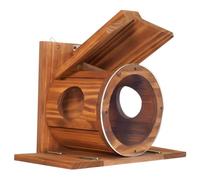 Robusta mangiatoia per animali selvatici da esterno, realizzata in legno duro, con struttura schermata per proteggere il cibo dalla pioggia e dal vento, in legno con montaggio a parete