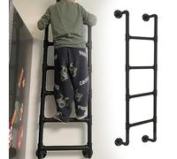 Robusta scala per letto a castello in metallo con ripiani e design Detive, facile da installare, sicura per arrampicarsi, nera, altezza 120 cm, perfetta per la camera dei bambini e soluzioni