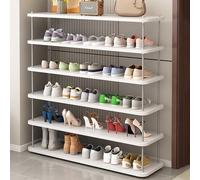 Robusta scarpiera a 6 ripiani con ripiani regolabili Mid-Century Narrow Storage Cabinet per piccoli spazi Entryway nizer (bianco, 80 cm)