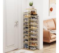 Robusta scarpiera per ingresso, salvaspazio, verticale, in metallo, montaggio a pavimento, 135 cm, perfetta per casa e ufficio