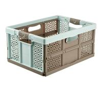 Robusta scatola pieghevole con maniglie morbide, 48x34,5x23,5 cm, 32 l, Read, Blu e Marrone KEEEPER