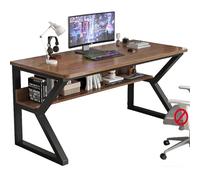 Robusta scrivania da gioco con ampio spazio per le gambe e scrivania più spessa, scrivania con ripiani per piccoli spazi, ideale per camera da letto e soggiorno, marrone dormitorio, 80 cm