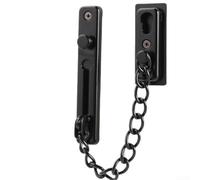 Robusta serratura a catena in acciaio inox con catena regolabile da 155 mm e pulsante a molla di sicurezza, per applicazioni domestiche e alberghiere, colore nero