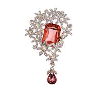 Robusta spilla a fiore in lega con cristalli accento artigianale dettagli formali e quotidiani sofisticata spilla floreale vintage da donna, Misura unica, come descritto