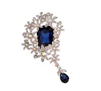 Robusta spilla a forma di fiore in lega con cristalli di accento artigianale dettagli formali e quotidiani sofisticata da donna elegante spilla con strass, Misura unica, come descritto