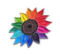 Robusta spilla a forma di girasoli in lega con accessorio colorato arcobaleno per donne alla moda da indossare tutti i giorni e occasioni speciali per valorizzare l'abbigliamento casual