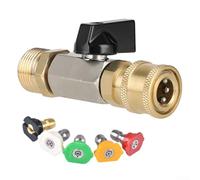 Robusto adattatore M22 da 14 mm con attacco rapido da 35,6 cm e valvola a sfera per idropulitrice da 4500 PSI. Connessione affidabile per frequenti scambi di attacchi (adattatore + 5 ugelli)