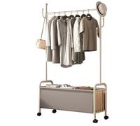 Robusto appendiabiti in metallo con cesto portaoggetti e ganci, albero in acciaio industriale, per camera da letto e corridoio, 60/80/100 cm x 33 cm x 171 cm, salvaspazio nizer