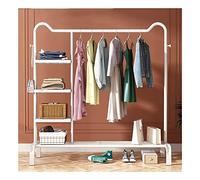 Robusto appendiabiti in metallo con ripiano per scarpe e ripiano inferiore, 150 cm, appendiabiti autoportante, bianco, ideale per la decorazione della casa e nization