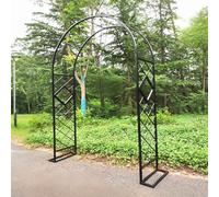Robusto arco da giardino 230-270 cm, traliccio in metallo per piante rampicanti, tettoia esterna resistente alle intemperie, include 2 basi stabili per un maggiore sostegno