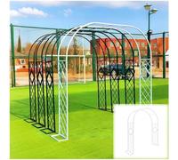 Robusto arco da giardino in metallo, autoportante per piante rampicanti, traliccio per arco nuziale resistente alle intemperie, regolabile 1,4-3,4 m, bianco, LxAxP 2,2 x 2,7 x 0,4 m