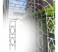 Robusto arco da giardino in metallo per piante rampicanti 2,6 x 2,4 m, pergolato per esterni, altezza 240 cm, traliccio per fiori decorazione cortile (nero)