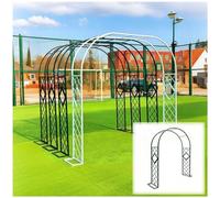 Robusto arco da giardino in metallo per piante rampicanti, arco per rose autoportante con base, traliccio per pergolato da matrimonio resistente alle intemperie 1,4-3,4 m, verde, LxAxP 3,0 x 2,7 x 0,4