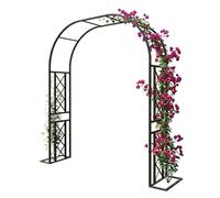 Robusto arco da giardino in metallo per piante rampicanti, arco per rose in acciaio, 1,4 m, 1,8 m, 2 m, 2,2 m, 2,4 m, 2,6 m, per terrazza, prato, celebrazione di nozze (nero, L 2,8 m x H 2,3 m)