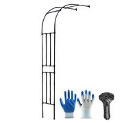 Robusto arco da giardino per piante rampicanti, traliccio da parete per esterni, padiglione a mezzo lato per fiori, arco in metallo nero resistente, perfetto per prato e giardino (0,6 m x 2 m)