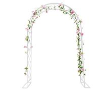 Robusto arco in metallo bianco per rose rampicanti e piante 2,4 x 2,4 m, decorazione per matrimoni, pergolato da giardino per eventi all'aperto e celebrazioni