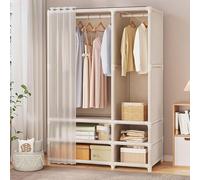 Robusto armadio portatile in tela con cassetti e grucce telaio in acciaio resistente per vestiti soluzione ideale per camera da letto (bianco)